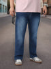 Plus Men's Blue Straight Fit Washed Jeans Stretchable