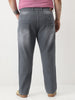 Plus Men's Grey Straight Fit Washed Jeans Stretchable