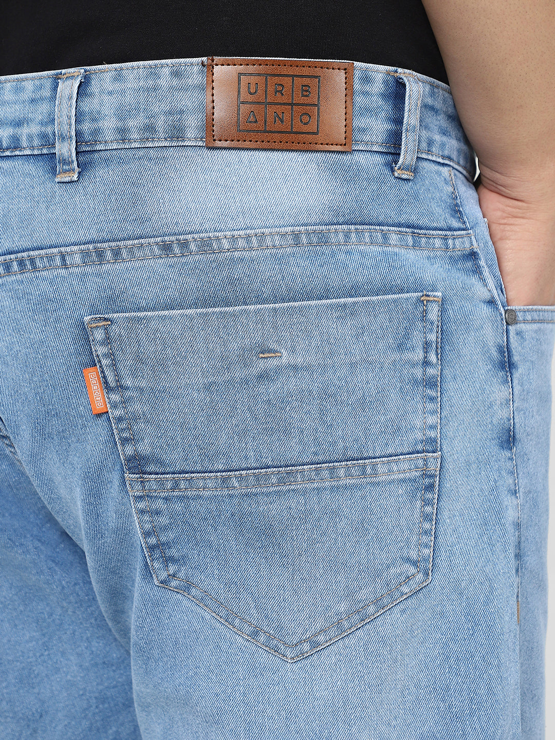 Plus Men's Light Blue Straight Fit Washed Jeans Stretchable