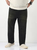 Plus Men's Black Straight Fit Heavy Washed Jeans Stretchable