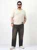 Plus Men's Carbon Blue Straight Fit Heavy Washed Jeans Stretchable