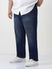 Plus Men's Dark Blue Straight Fit Heavy Washed Jeans Stretchable