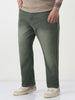 Plus Men's Dark Grey Straight Fit Heavy Washed Jeans Stretchable