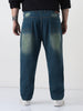 Plus Men's Light Blue Straight Fit Heavy Washed Jeans Stretchable