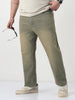 Plus Men's Grey Straight Fit Heavy Washed Jeans Stretchable