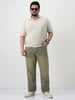Plus Men's Grey Straight Fit Heavy Washed Jeans Stretchable