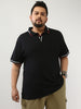 Plus Men's Black Solid Regular Fit Half Sleeve Cotton Polo T-Shirt