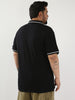 Plus Men's Black Solid Regular Fit Half Sleeve Cotton Polo T-Shirt