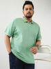 Plus Men's Granite Green Solid Regular Fit Half Sleeve Cotton Polo T-Shirt