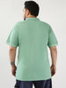 Plus Men's Granite Green Solid Regular Fit Half Sleeve Cotton Polo T-Shirt