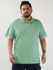 Plus Men's Granite Green Solid Regular Fit Half Sleeve Cotton Polo T-Shirt