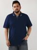 Plus Men's Navy Solid Regular Fit Half Sleeve Cotton Polo T-Shirt
