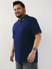 Plus Men's Navy Solid Regular Fit Half Sleeve Cotton Polo T-Shirt