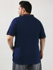 Plus Men's Navy Solid Regular Fit Half Sleeve Cotton Polo T-Shirt