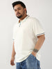 Plus Men's White Solid Regular Fit Half Sleeve Cotton Polo T-Shirt