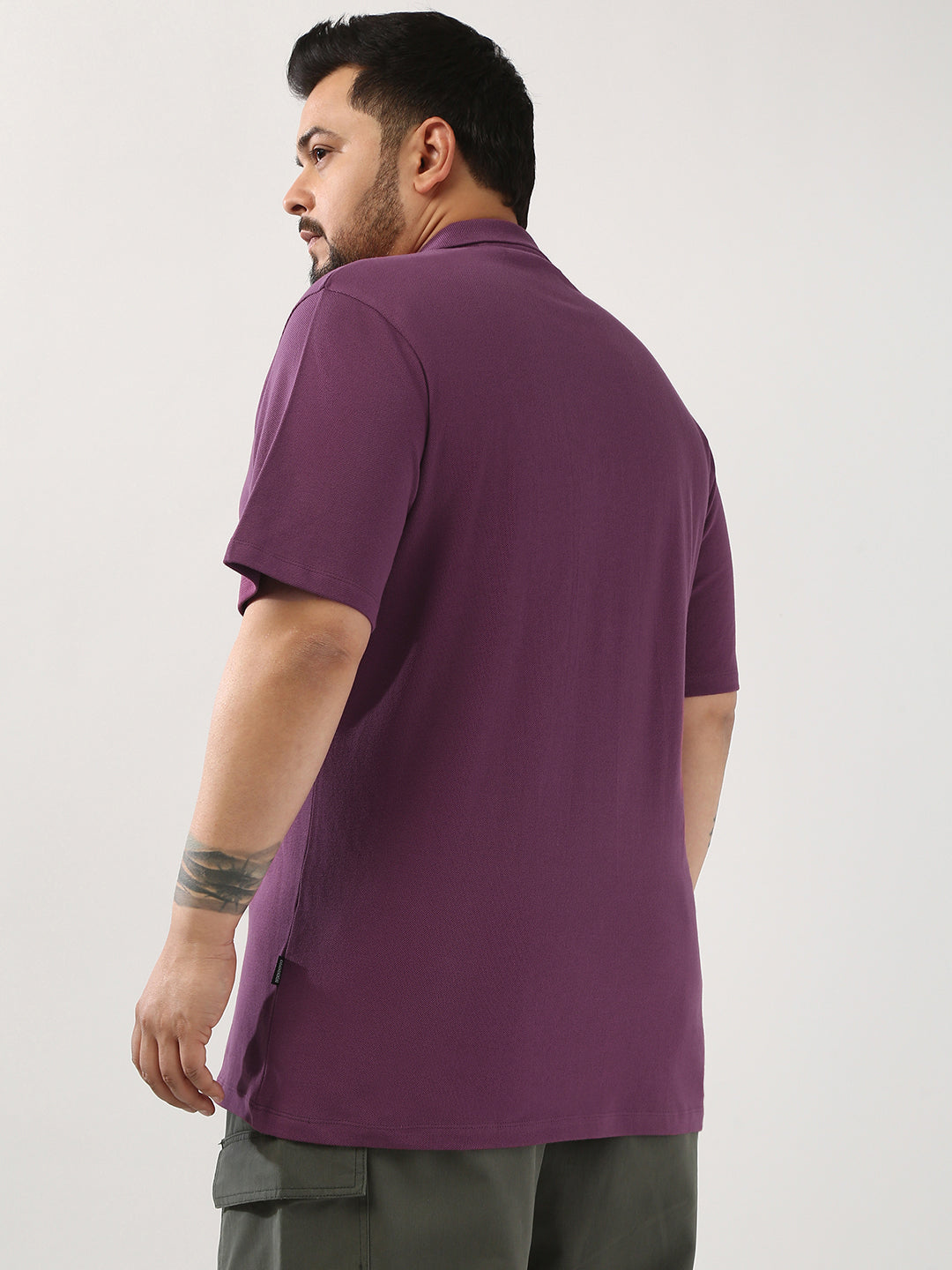 Plus Men's Acai Berry Solid Regular Fit Half Sleeve Cotton Polo T-Shirt