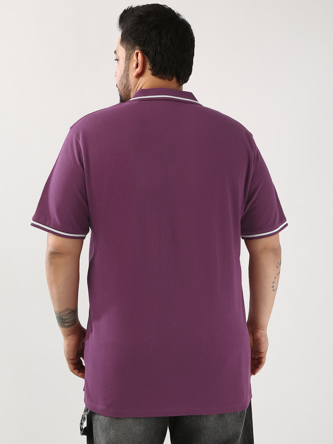 Plus Men's Acai Berry Solid Regular Fit Half Sleeve Cotton Polo T-Shirt