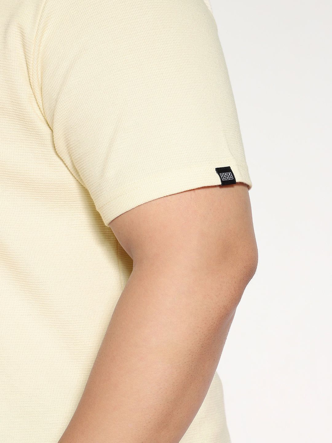 Plus Men's Cloud Cream Textured Regular Fit Half Sleeve Cotton Polo T-Shirt