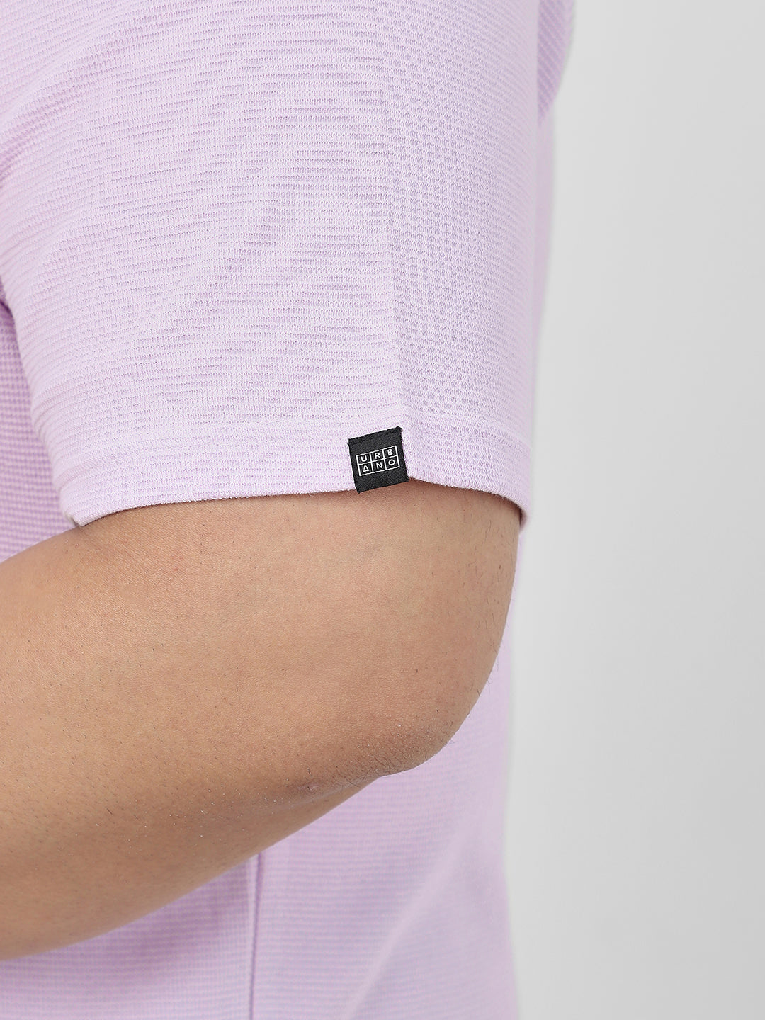 Plus Men's Lilac Textured Regular Fit Half Sleeve Cotton Polo T-Shirt