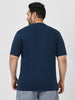 Plus Men's Navy Blue Solid Regular Fit Round Neck Cotton T-Shirt