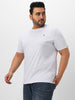 Plus Men's White Melange Solid Regular Fit Round Neck Cotton T-Shirt
