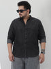 Plus Men's Black Regular Fit Full Sleeve Solid Denim Shirt