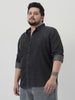 Plus Men's Black Regular Fit Full Sleeve Solid Denim Shirt