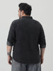 Plus Men's Black Regular Fit Full Sleeve Solid Denim Shirt