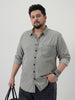 Plus Men's Ice Grey Regular Fit Full Sleeve Solid Denim Shirt