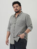Plus Men's Ice Grey Regular Fit Full Sleeve Solid Denim Shirt