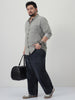 Plus Men's Ice Grey Regular Fit Full Sleeve Solid Denim Shirt
