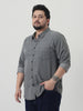 Plus Men's Light Grey Regular Fit Full Sleeve Solid Denim Shirt
