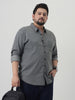 Plus Men's Light Grey Regular Fit Full Sleeve Solid Denim Shirt
