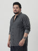 Plus Men's Grey Regular Fit Full Sleeve Solid Denim Shirt