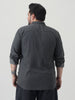 Plus Men's Grey Regular Fit Full Sleeve Solid Denim Shirt