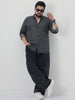 Plus Men's Grey Regular Fit Full Sleeve Solid Denim Shirt