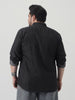 Plus Men's Black Regular Fit Full Sleeve Washed Denim Shirt