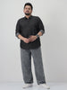 Plus Men's Black Regular Fit Full Sleeve Washed Denim Shirt