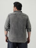 Plus Men's Ice Grey Regular Fit Full Sleeve Washed Denim Shirt