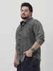 Plus Men's Light Grey Regular Fit Full Sleeve Washed Denim Shirt