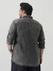 Plus Men's Light Grey Regular Fit Full Sleeve Washed Denim Shirt