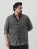 Plus Men's Light Grey Regular Fit Full Sleeve Washed Denim Shirt