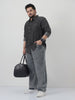 Plus Men's Grey Regular Fit Full Sleeve Washed Denim Shirt