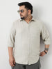 Plus Men's Beige Linen Blend Full Sleeve Relaxed Fit Casual Solid Shirt