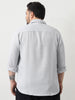 Plus Men's Light Grey Linen Blend Full Sleeve Relaxed Fit Casual Solid Shirt