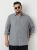 Plus Men's Metallic Blue Linen Blend Full Sleeve Relaxed Fit Casual Solid Shirt