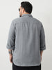 Plus Men's Metallic Blue Linen Blend Full Sleeve Relaxed Fit Casual Solid Shirt