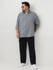 Plus Men's Metallic Blue Linen Blend Full Sleeve Relaxed Fit Casual Solid Shirt