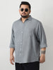 Plus Men's Metallic Blue Linen Blend Full Sleeve Relaxed Fit Casual Solid Shirt