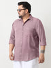 Plus Men's Purple Linen Blend Full Sleeve Relaxed Fit Casual Solid Shirt